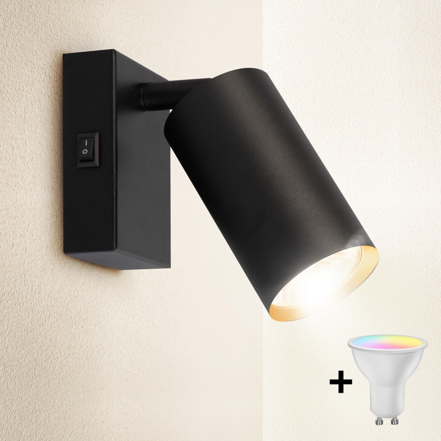 Brilagi - LED RGBW prigušiva zidna reflektorska svjetiljka SELE 1xGU10/6,5W/230V 2700-6500K crna/zlatna