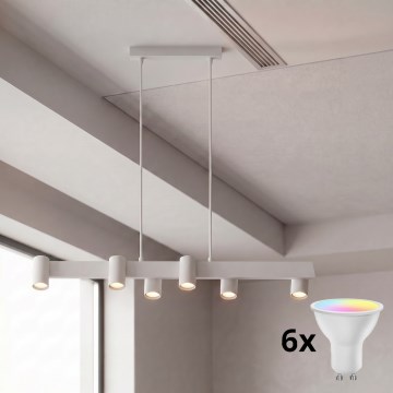 Brilagi - LED RGBW prigušivi luster na sajli SELE 6xGU10/6,5W/230V 2700-6500K bijela + daljinski upravljač