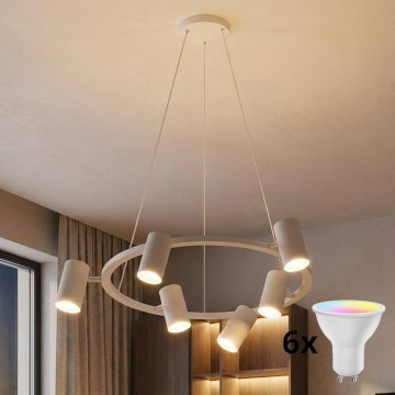 Brilagi - LED RGBW prigušivi luster s visećim kabelom SELE 6xGU10/6,5W/230V 2700-6500K bijela + daljinski upravljač