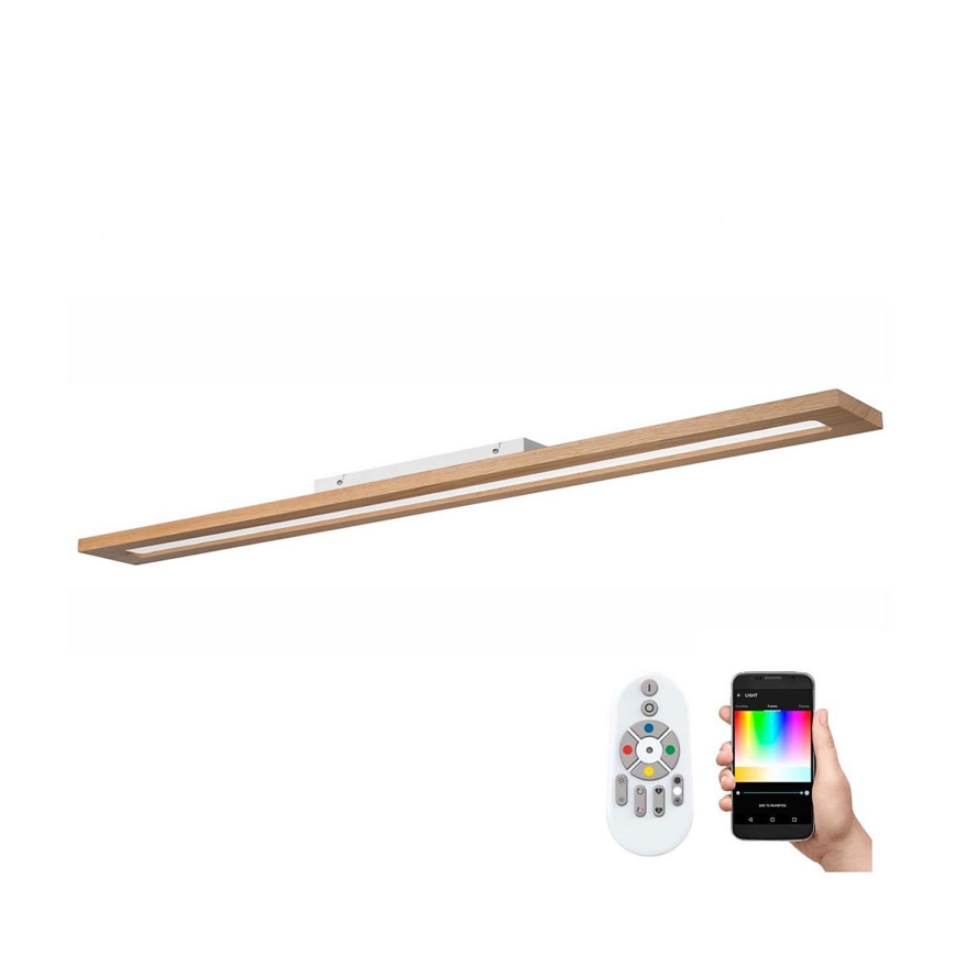 Brilagi - LED RGBW Prigušivi panel WOODY FRAME LED/34W/230V 11,5x123 cm 2700-6500K hrast + daljinski upravljač