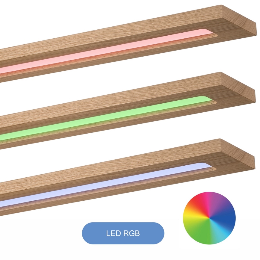 Brilagi - LED RGBW Prigušivi panel WOODY FRAME LED/34W/230V 11,5x123 cm 2700-6500K hrast + daljinski upravljač
