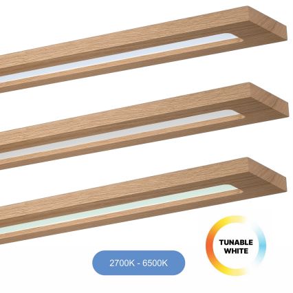 Brilagi - LED RGBW Prigušivi panel WOODY FRAME LED/34W/230V 11,5x123 cm 2700-6500K hrast + daljinski upravljač