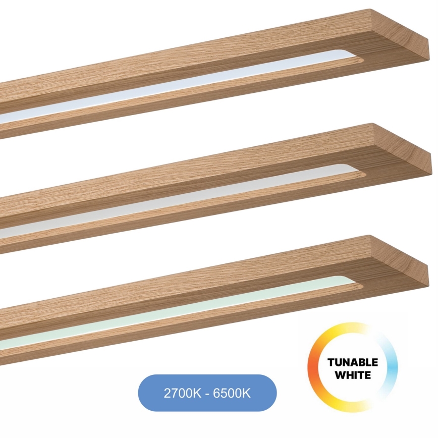 Brilagi - LED RGBW Prigušivi panel WOODY FRAME LED/34W/230V 11,5x123 cm 2700-6500K hrast + daljinski upravljač