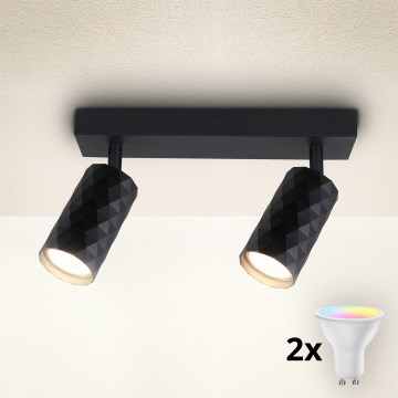 Brilagi - LED RGBW prigušivi spot SELE DIAMANT 2xGU10/4,8W/230V 3000K crna + daljinski upravljač