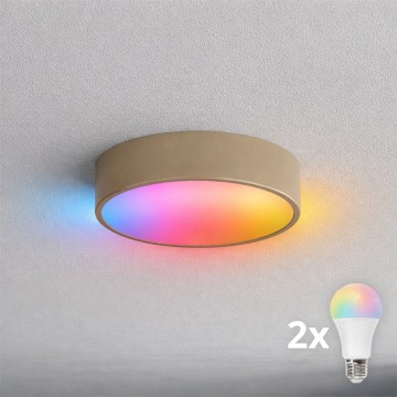 BRILAGI - LED RGBW prigušivo kupaonsko stropno svjetlo CLARE 2xE27/12W/230V 2700-6500K Ø 30 cm IP54 bež