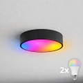 BRILAGI - LED RGBW prigušivo kupaonsko stropno svjetlo CLARE 2xE27/12W/230V 2700-6500K Ø 30 cm IP54 crna