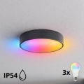 BRILAGI - LED RGBW prigušivo kupaonsko stropno svjetlo CLARE 3xE27/12W/230V Ø 40 cm antracit IP54