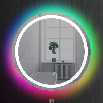 Brilagi - LED RGBW Prigušivo ogledalo za kupaonicu s grijanjem i podsvjetljenjem AVA PRO LED/18W/230V, promjer 60 cm, 3000/4000/6500K, IP44