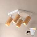 Brilagi - LED RGBW prigušivo reflektorsko svjetlo SELE SQUARE 4xGU10/6,5W/230V 2700-6500K bijela/dekor hrasta