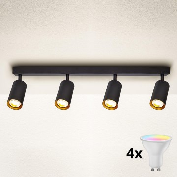 Brilagi - LED RGBW prigušivo spot svjetlo SELE 4xGU10/4,8W/230V 3000K crna/zlatna + daljinski upravljač