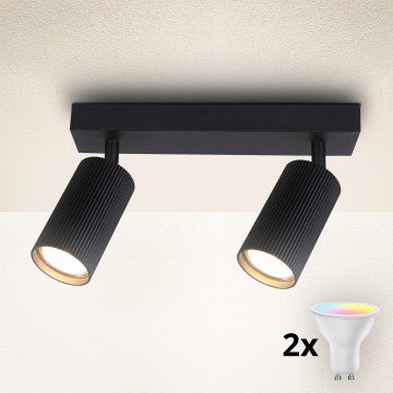Brilagi - LED RGBW prigušivo spot svjetlo SELE MODERN 2xGU10/4,8W/230V 3000K crna + daljinski upravljač