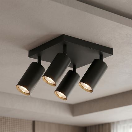 Brilagi - LED RGBW prigušiva reflektorska svjetiljka SELE SQUARE 4xGU10/6,5W/230V 2700-6500K crna/zlatna