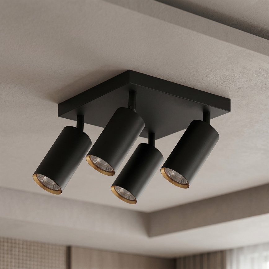 Brilagi - LED RGBW prigušiva reflektorska svjetiljka SELE SQUARE 4xGU10/6,5W/230V 2700-6500K crna/zlatna