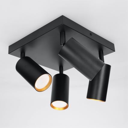 Brilagi - LED RGBW prigušiva reflektorska svjetiljka SELE SQUARE 4xGU10/6,5W/230V 2700-6500K crna/zlatna