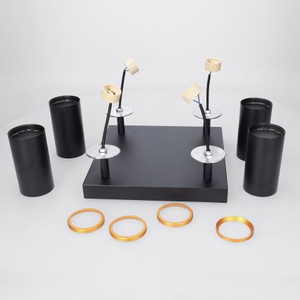 Brilagi - LED RGBW prigušiva reflektorska svjetiljka SELE SQUARE 4xGU10/6,5W/230V 2700-6500K crna/zlatna
