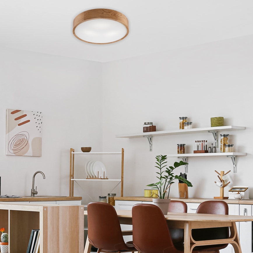 Brilagi - LED RGBW prigušiva stropna svjetiljka CARVALHO 3xE27/15W/230V 2700-6500K Wi-Fi hrast prom. 47,5 cm