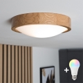 BRILAGI - LED RGBW prigušivo stropno svjetlo CARVALHO SLIM 1xE27/12W/230V 2700-6500K hrast Ø 27 cm