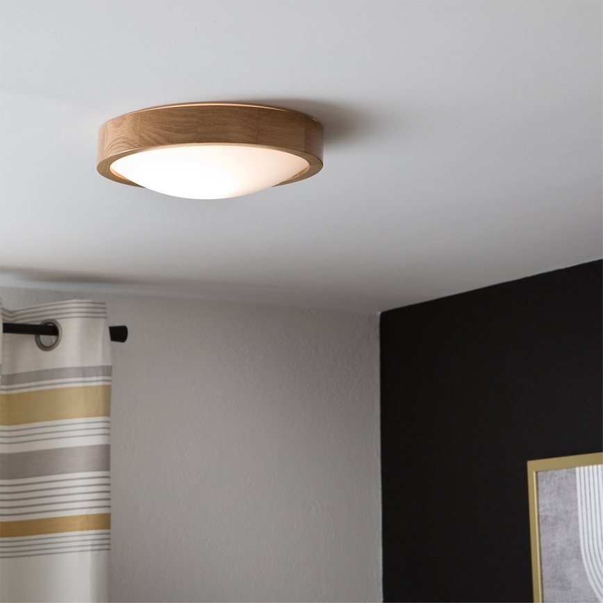 BRILAGI - LED RGBW prigušivo stropno svjetlo CARVALHO SLIM 1xE27/12W/230V 2700-6500K hrast Ø 27 cm