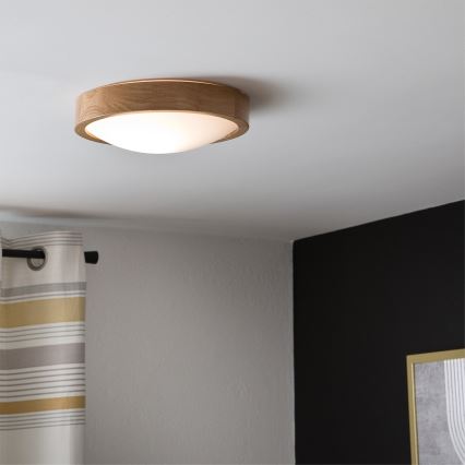 Brilagi - LED RGBW prigušivo stropno svjetlo CARVALHO SLIM 1xE27/15W/230V 2700-6500K Wi-Fi hrast Ø 27 cm