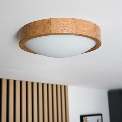 Brilagi - LED RGBW prigušivo stropno svjetlo CARVALHO SLIM 1xE27/9W/230V 2700-6500K Wi-Fi hrast Ø 27 cm
