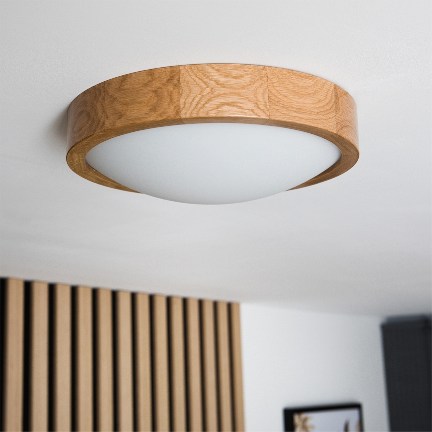 Brilagi - LED RGBW prigušivo stropno svjetlo CARVALHO SLIM 1xE27/9W/230V 2700-6500K Wi-Fi hrast Ø 27 cm