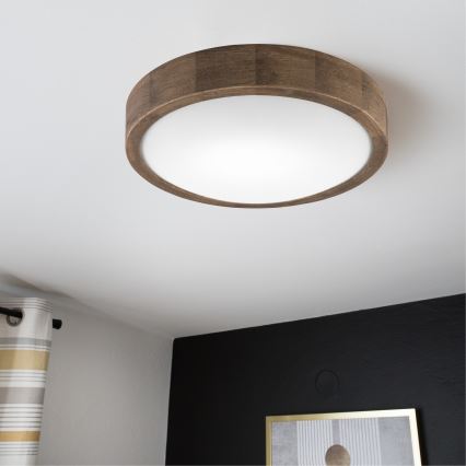 Brilagi - LED RGBW prigušiva stropna svjetiljka CARVALHO SLIM 1xE27/9W/230V 2700-6500K Wi-Fi hrast, promjer 27 cm