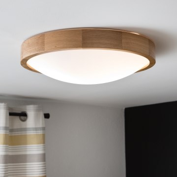 Brilagi - LED RGBW prigušivo stropno svjetlo CARVALHO SLIM 2xE27/15W/230V 2700-6500K Wi-Fi hrast, promjer 37 cm