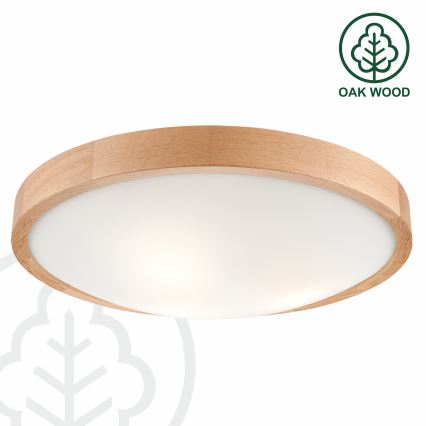 Brilagi - LED RGBW prigušiva stropna svjetiljka CARVALHO SLIM 3xE27/15W/230V 2700-6500K Wi-Fi hrast Ø 47 cm