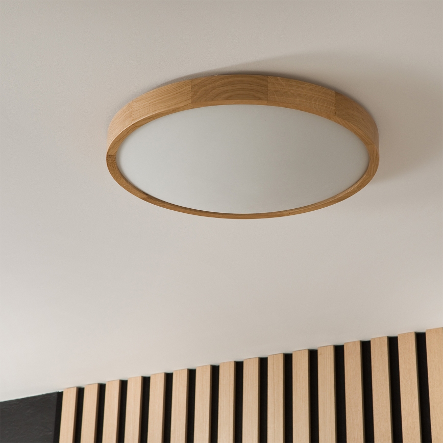 Brilagi - LED RGBW prigušiva stropna svjetiljka CARVALHO SLIM 3xE27/9W/230V 2700-6500K Wi-Fi hrast Ø 47 cm