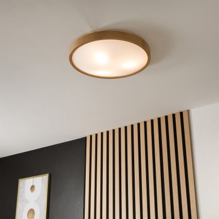 Brilagi - LED RGBW prigušiva stropna svjetiljka CARVALHO SLIM 3xE27/9W/230V 2700-6500K Wi-Fi hrast Ø 47 cm