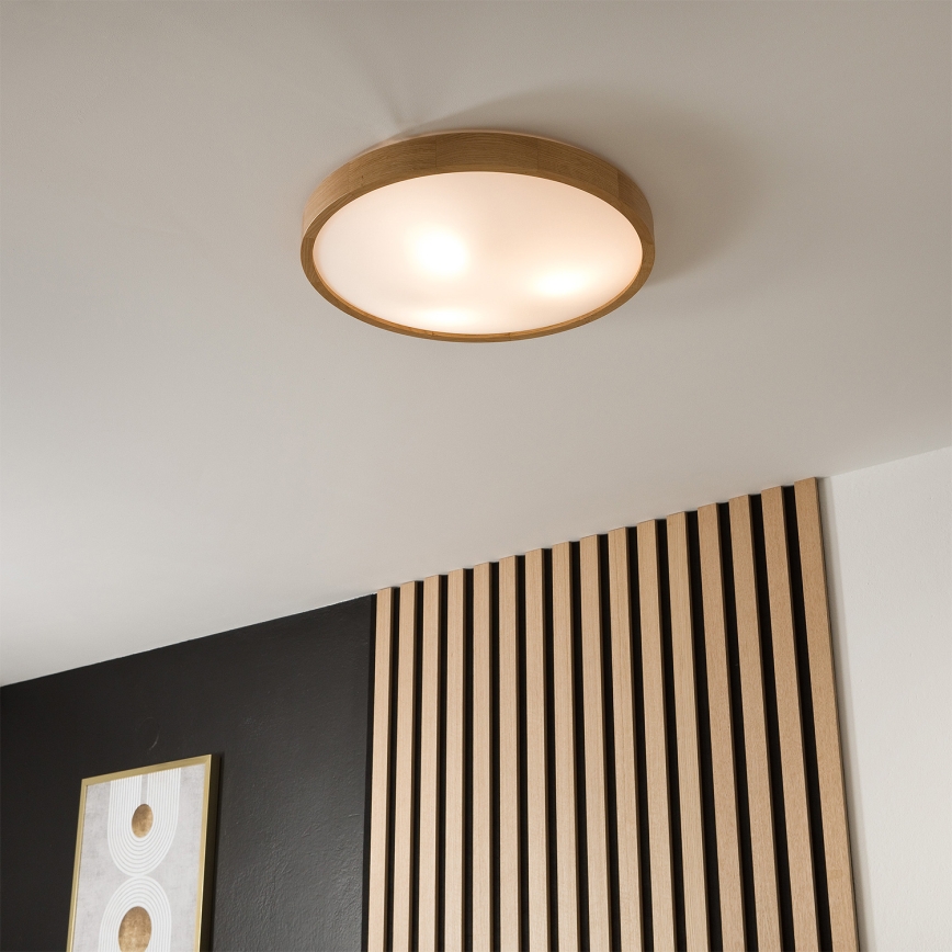 Brilagi - LED RGBW prigušiva stropna svjetiljka CARVALHO SLIM 3xE27/9W/230V 2700-6500K Wi-Fi hrast Ø 47 cm