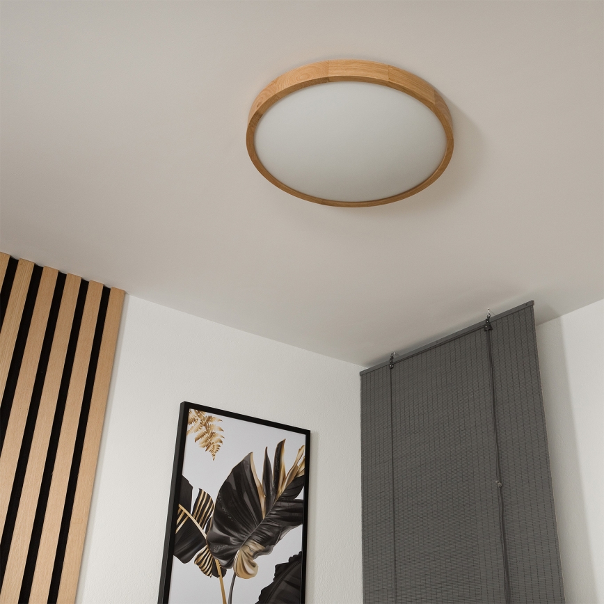 Brilagi - LED RGBW prigušiva stropna svjetiljka CARVALHO SLIM 3xE27/9W/230V 2700-6500K Wi-Fi hrast Ø 47 cm