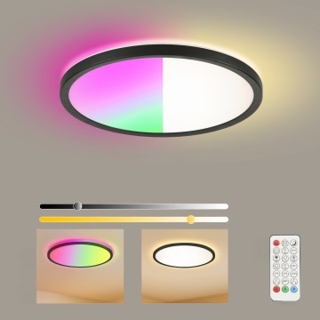 Brilagi - LED RGBW prigušivo stropno svjetlo ULTRA SLIM LED/18W/230V 2700–6500K Ø 30 cm crno + daljinski upravljač