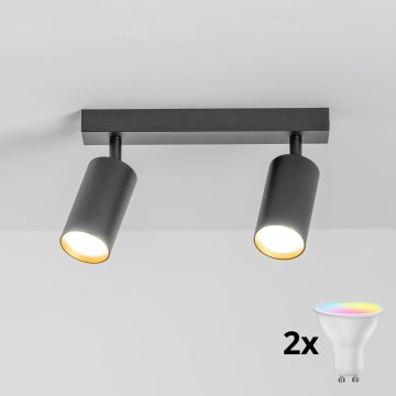 Brilagi - LED RGBW prigušivo ugradno svjetlo SELE 2xGU10/4,8W/230V 3000K crno/zlatno + daljinski upravljač