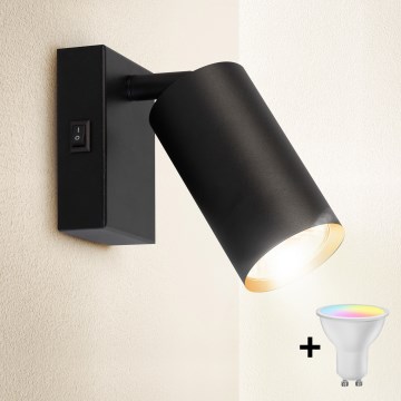 Brilagi - LED RGBW prigušivo zidno reflektorsko svjetlo SELE 1xGU10/4,8W/230V 3000K crna/zlatna + daljinski upravljač