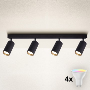 Brilagi - LED RGBW reflektorska svjetiljka s mogućnošću prigušivanja SELE MODERN 4x GU10/4,8W/230V 3000K crna + daljinski upravljač