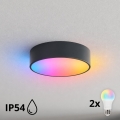 BRILAGI - LED RGBW s mogućnošću prigušivanja kupaonsko stropno svjetlo CLARE 2xE27/12W/230V Ø 30 cm antracit IP54