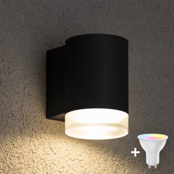 Brilagi - LED RGBW s mogućnošću prigušivanja vanjsko zidno svjetlo MATERA 1xGU10/4,8W/230V 3000K IP54 crna + daljinski upravljač