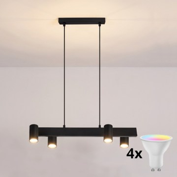 Brilagi - LED RGBW s mogućnošću prigušivanja, viseći luster na sajli SELE 4xGU10/6,5W/230V 2700-6500K crna