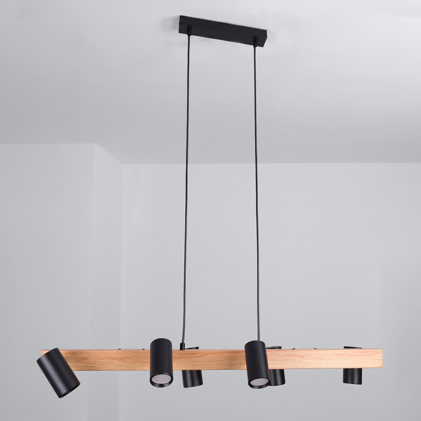Brilagi - LED RGBW prigušivi luster na sajli SELE 6xGU10/6,5W/230V 2700-6500K crna/dekor hrasta + daljinski upravljač