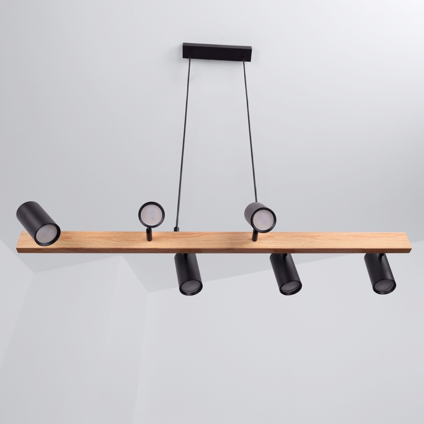 Brilagi - LED RGBW prigušivi luster na sajli SELE 6xGU10/6,5W/230V 2700-6500K crna/dekor hrasta + daljinski upravljač