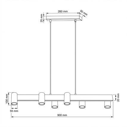 Brilagi - LED RGBW prigušivi luster na sajli SELE 6xGU10/6,5W/230V 2700-6500K crna/dekor hrasta + daljinski upravljač