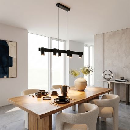 Brilagi - LED RGBW luster s prigušivanjem na sajli SELE 6xGU10/6,5W/230V 2700-6500K crna + daljinski upravljač