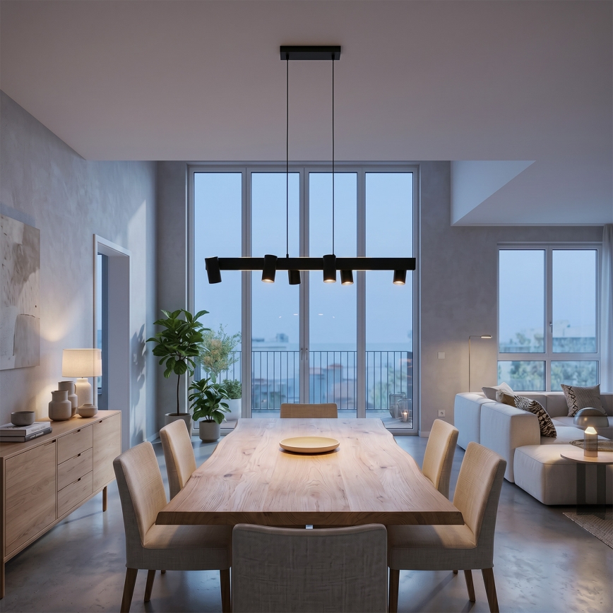 Brilagi - LED RGBW luster s prigušivanjem na sajli SELE 6xGU10/6,5W/230V 2700-6500K crna + daljinski upravljač
