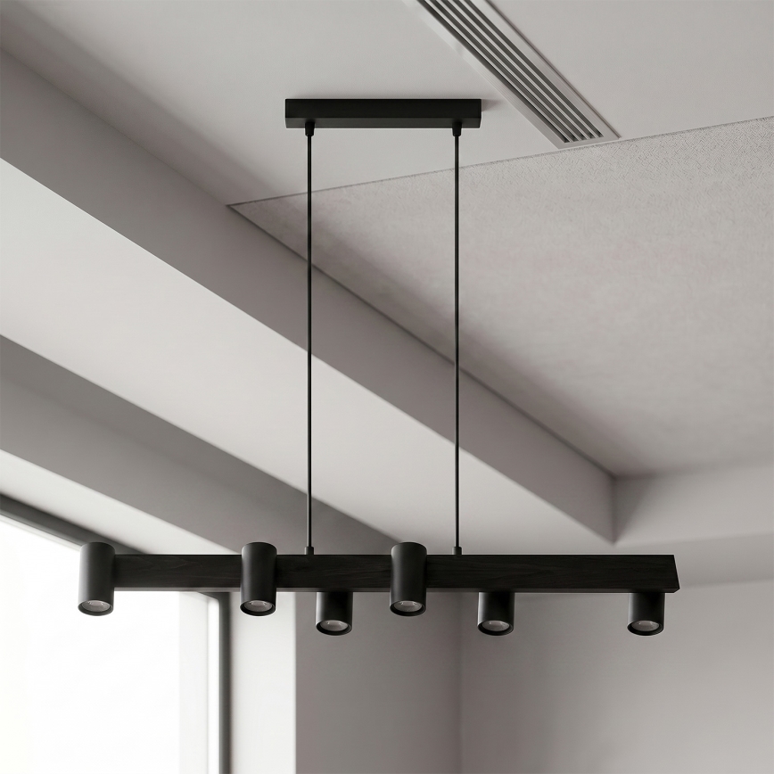 Brilagi - LED RGBW luster s prigušivanjem na sajli SELE 6xGU10/6,5W/230V 2700-6500K crna + daljinski upravljač