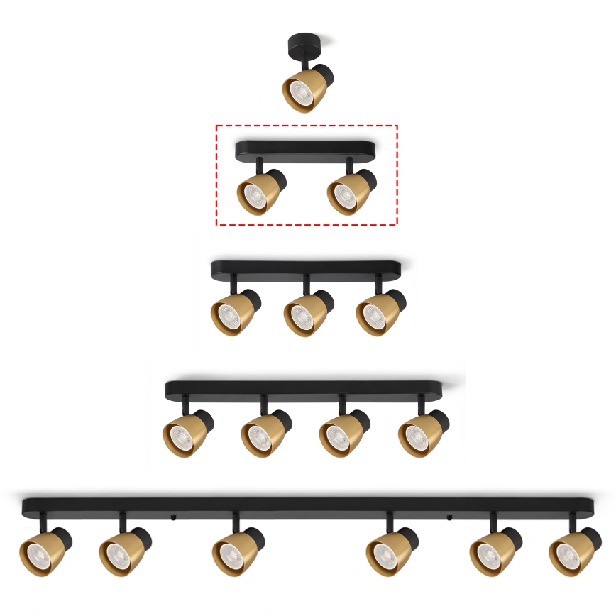 Brilagi - LED RGBW spot svjetiljka NUGGET s mogućnošću prigušivanja 2xGU10/6W/230V 3000K crna/zlatna + daljinski upravljač