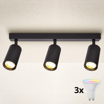 Brilagi - LED RGBW spot svjetiljka s mogućnošću prigušivanja SELE 3xGU10/4,8W/230V 3000K crna + daljinski upravljač