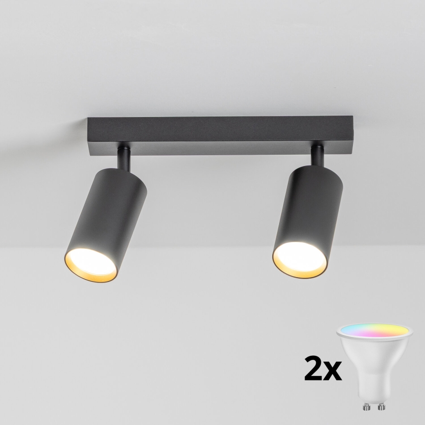 Brilagi - LED RGBW spot svjetiljka SELE s mogućnošću prigušivanja 2xGU10/6,5W/230V 2700-6500K crna/zlatna