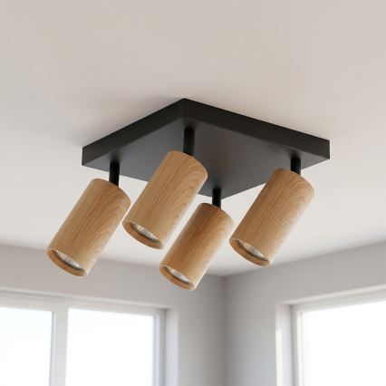 Brilagi - LED RGBW prigušiva točkasta svjetiljka SELE SQUARE 4xGU10/6,5W/230V 2700-6500K crna/dekor hrasta