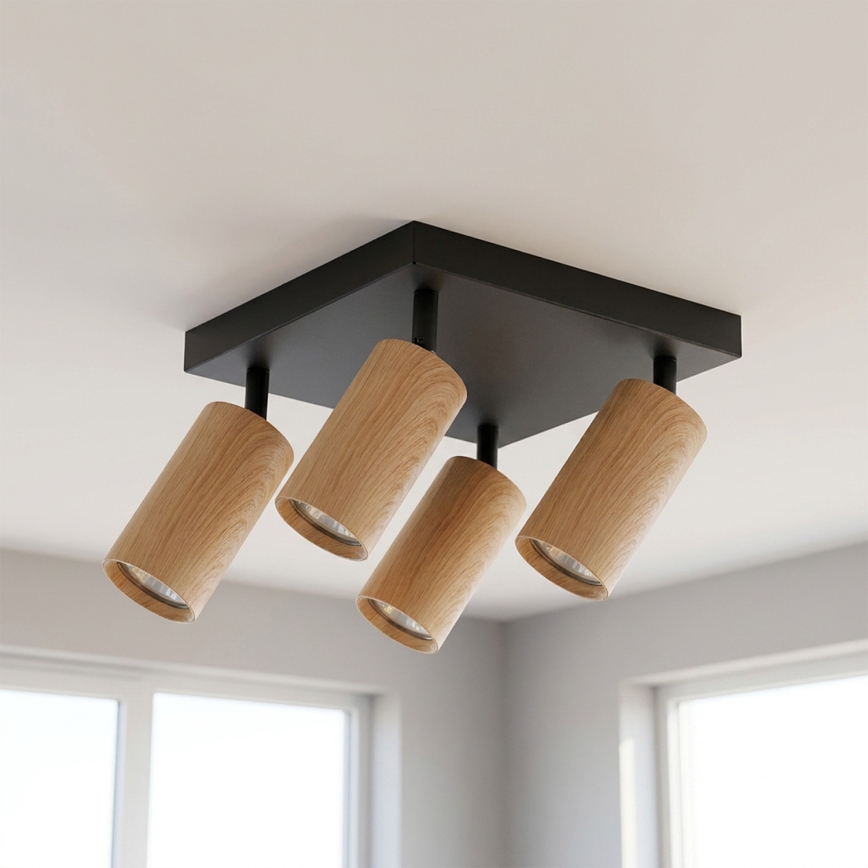 Brilagi - LED RGBW prigušiva točkasta svjetiljka SELE SQUARE 4xGU10/6,5W/230V 2700-6500K crna/dekor hrasta